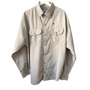 Gary Nesse Mens 100% Nylon Long Sleeve Button Down Outdoorsman Shirt Size XL USA